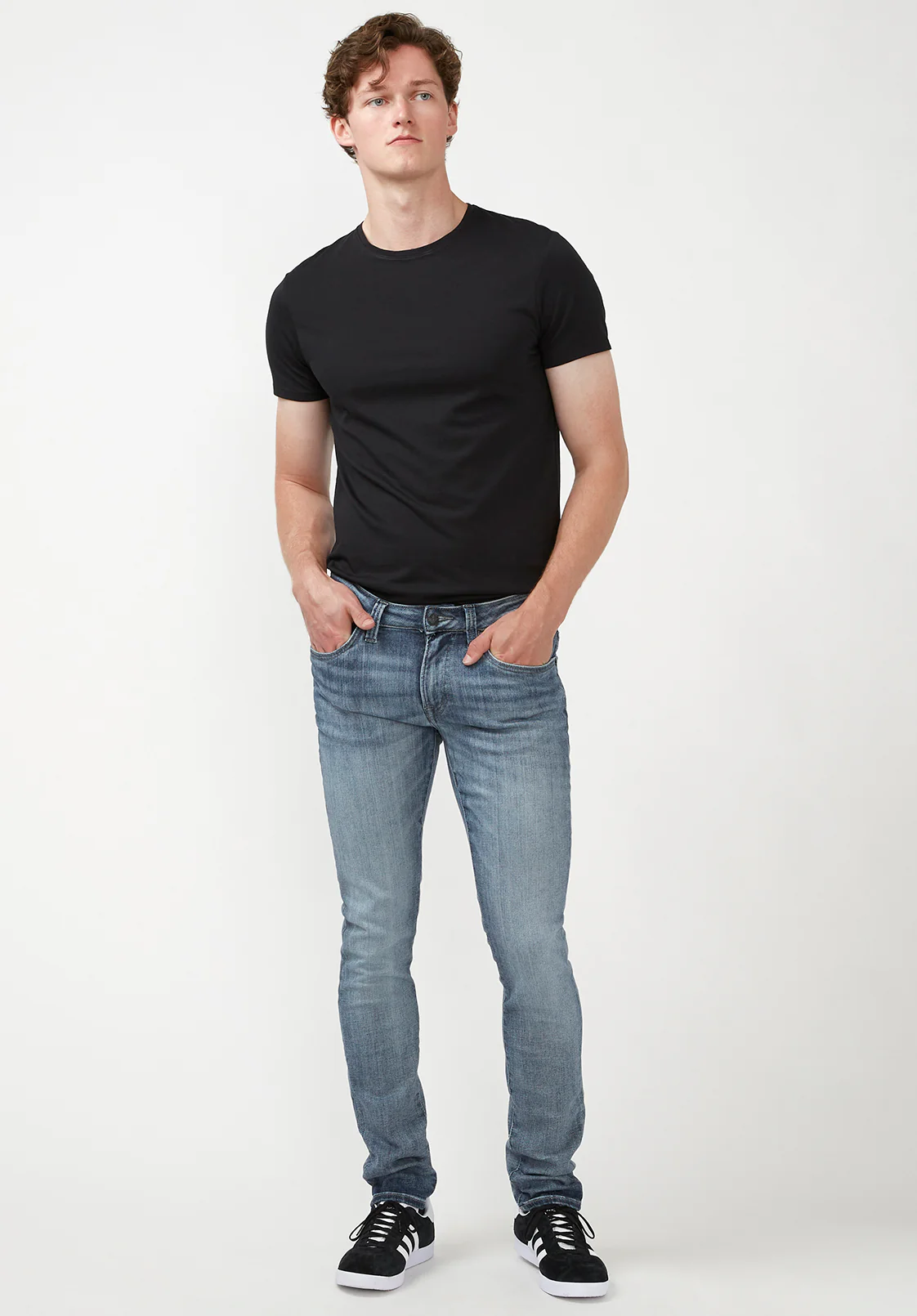 Skinny Max Men's Jeans in Whiskered and Contrasted Light Blue - BM22590 - Image 5