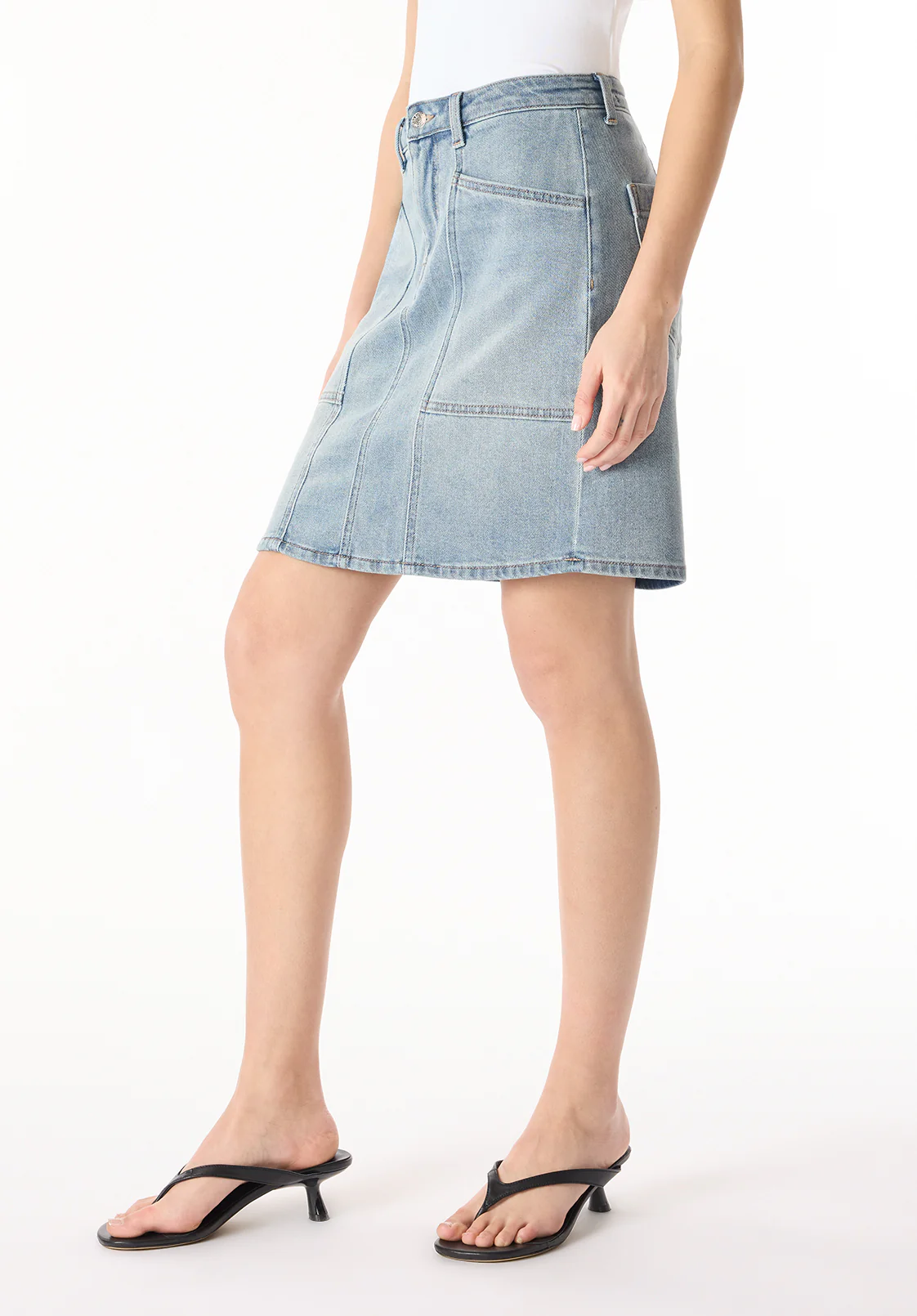 Sophia High Waist Mid Length Jean Skirt, Indigo - BL16022 - Image 2