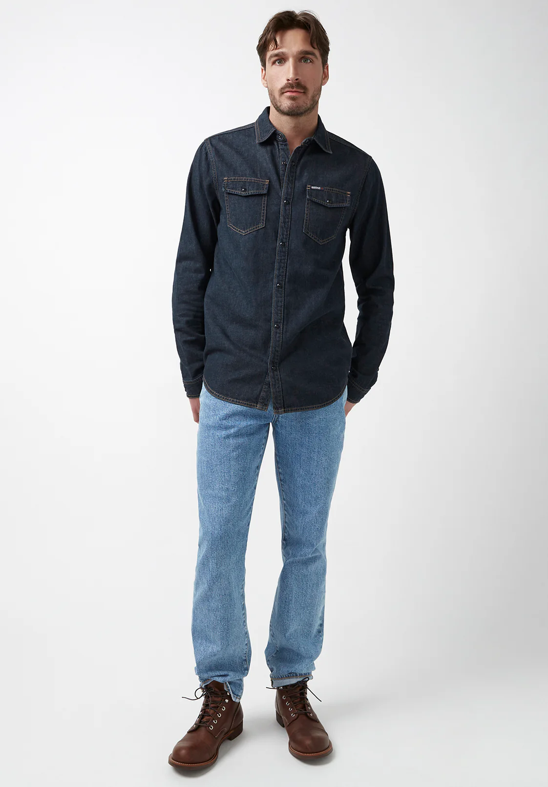 Stanley Men’s Long-Sleeve Denim Shirt in Indigo - BM22635 - Image 5