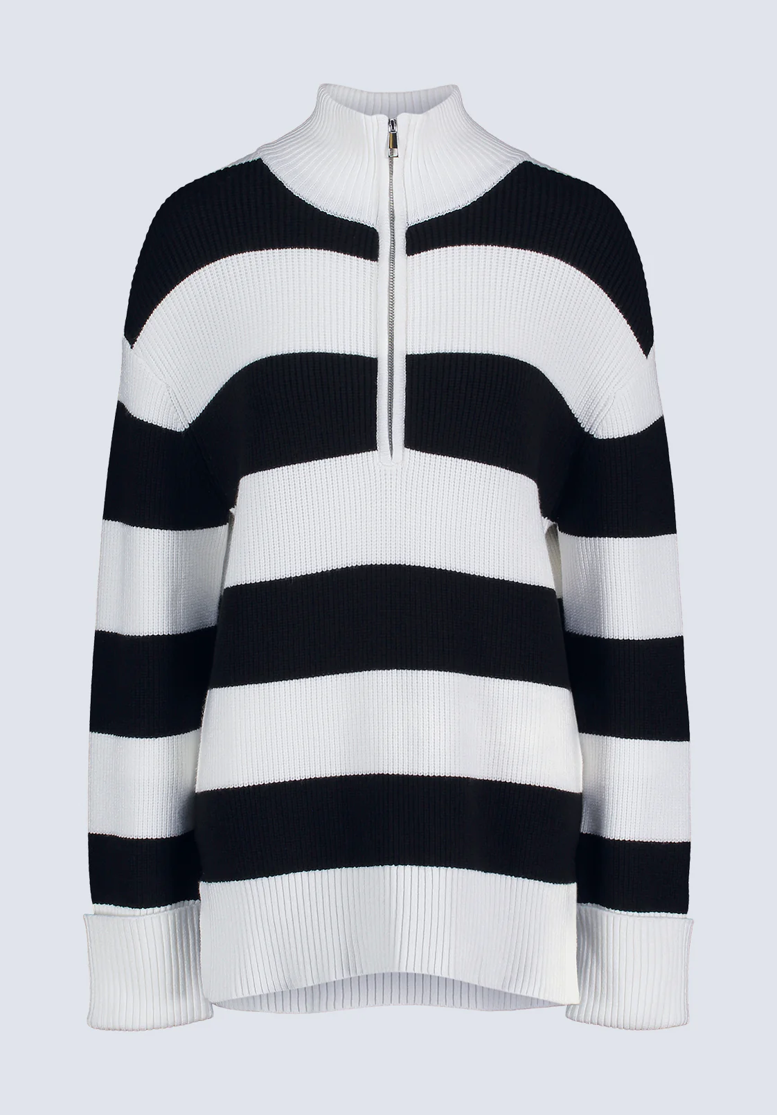 Storme Women's Striped Quarter-zip Oversized Sweater, Black & White - SW0089H - Image 6