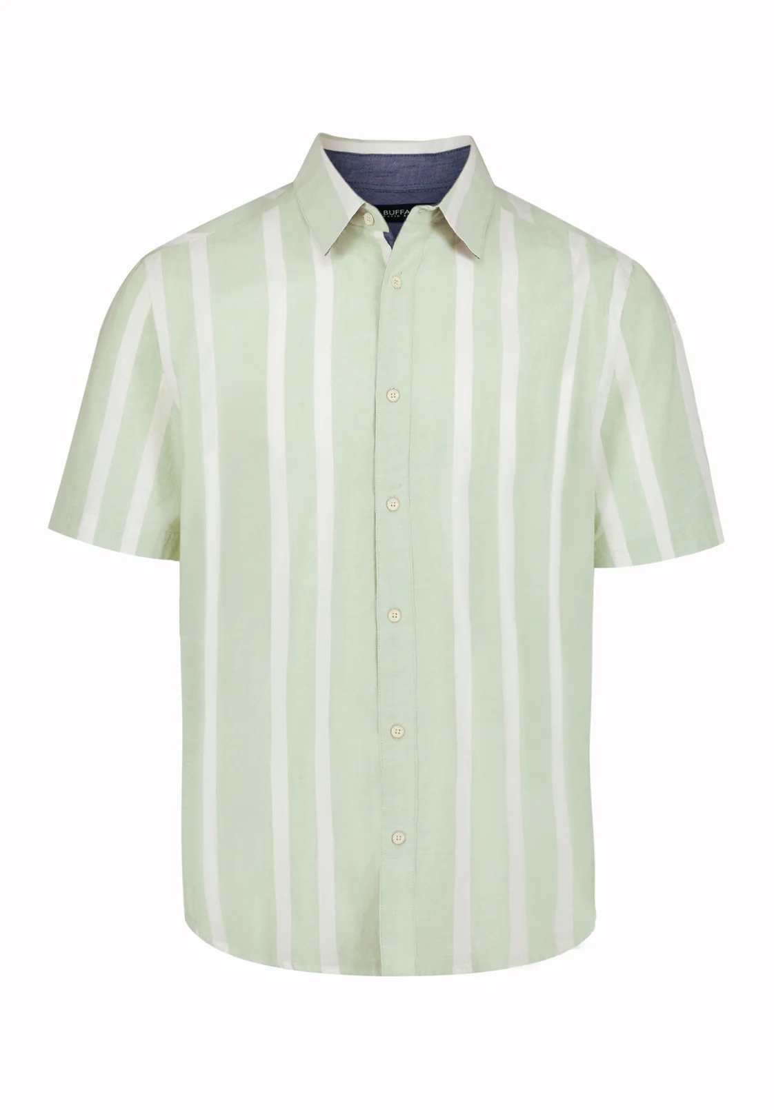 Sulian Men’s Short Sleeve Striped Shirt, Frosty Green - BM24802 - Image 2