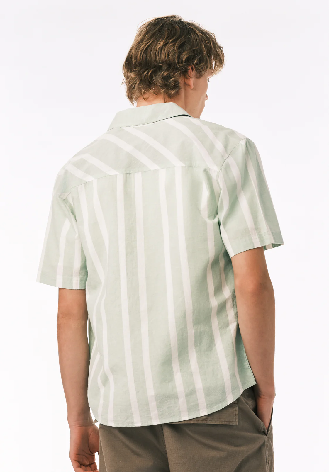 Sulian Men’s Short Sleeve Striped Shirt, Frosty Green - BM24802 - Image 5