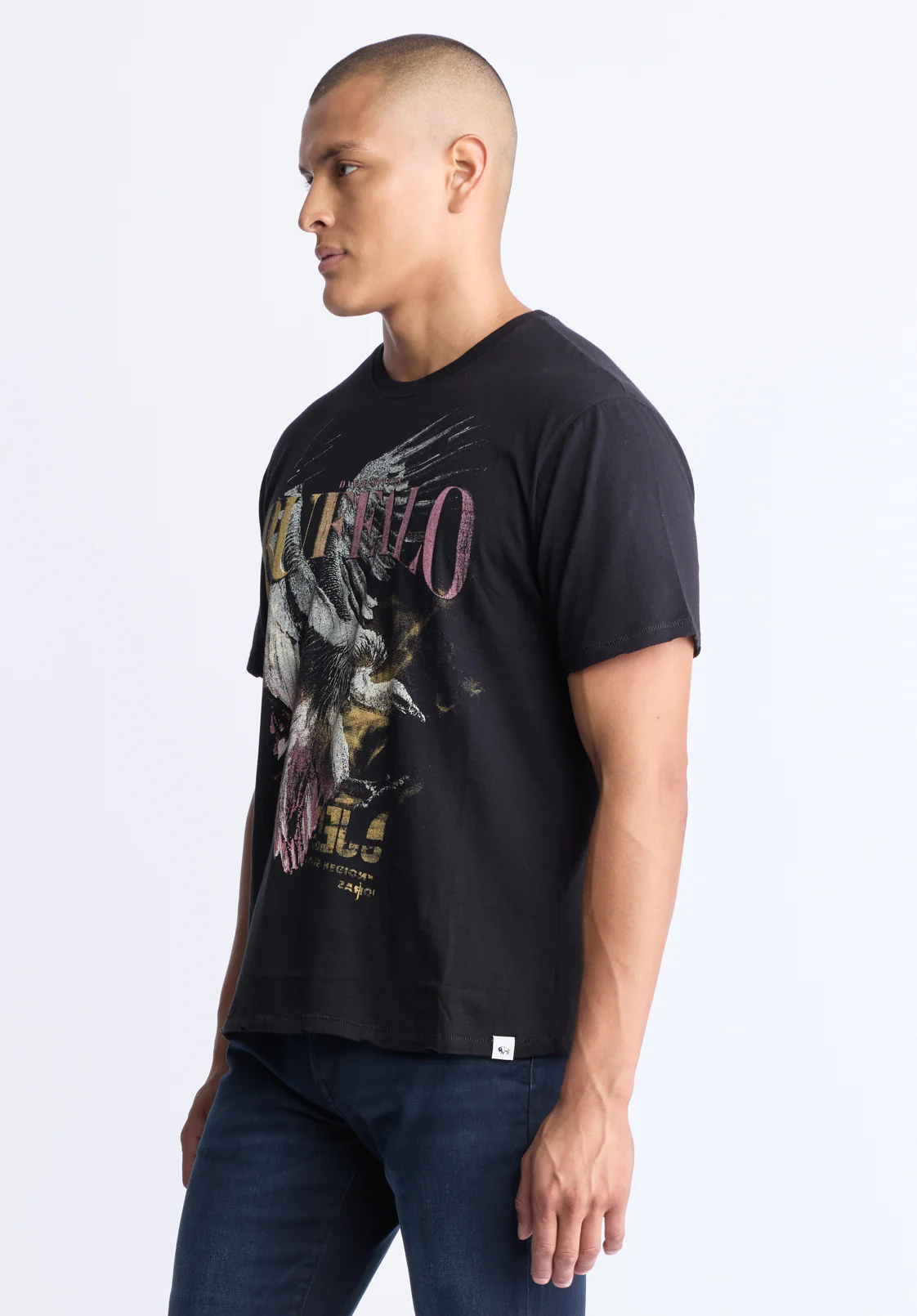 Takuma Men's Graphic Eagle Print T-Shirt, Black - BM24506 - Image 3