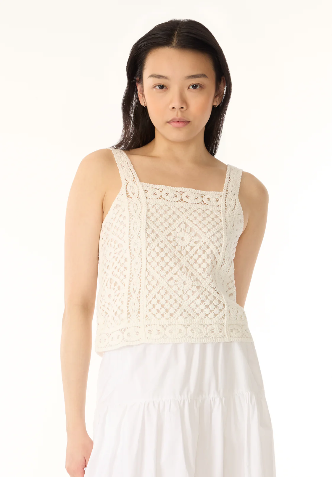Thalassa Women's Crochet Tank Top, White - SW0121P
