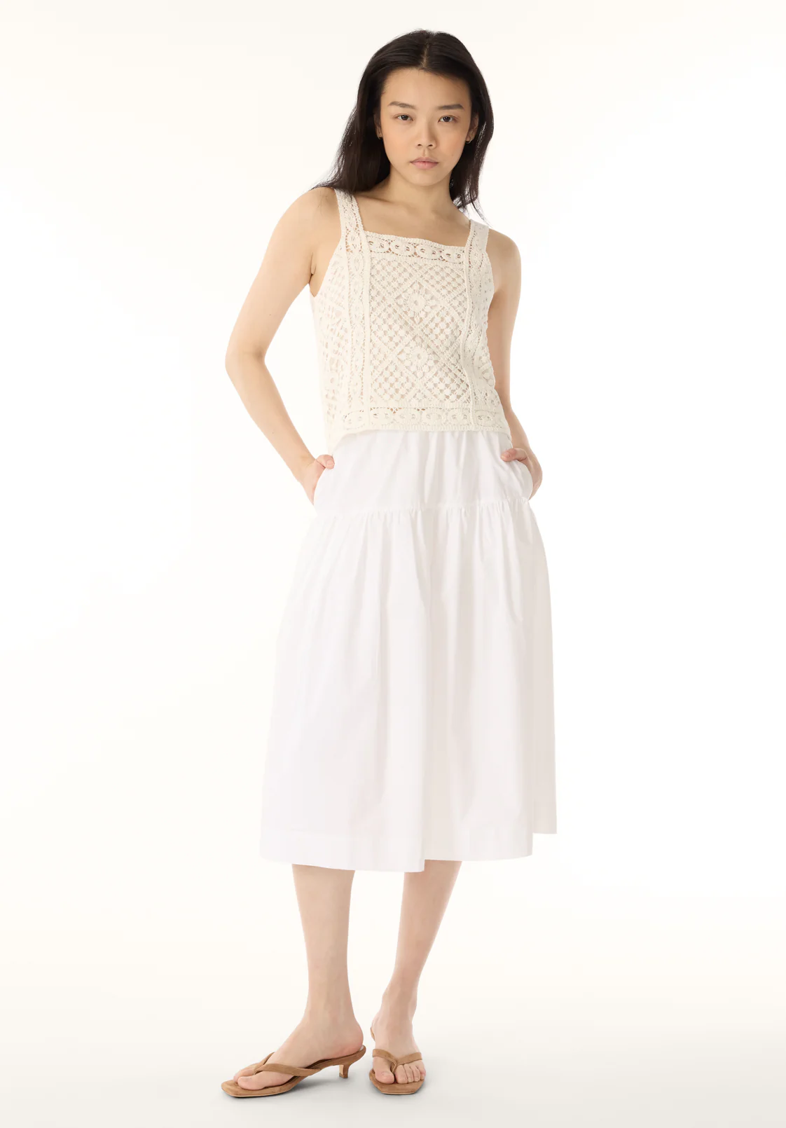 Thalassa Women's Crochet Tank Top, White - SW0121P - Image 3