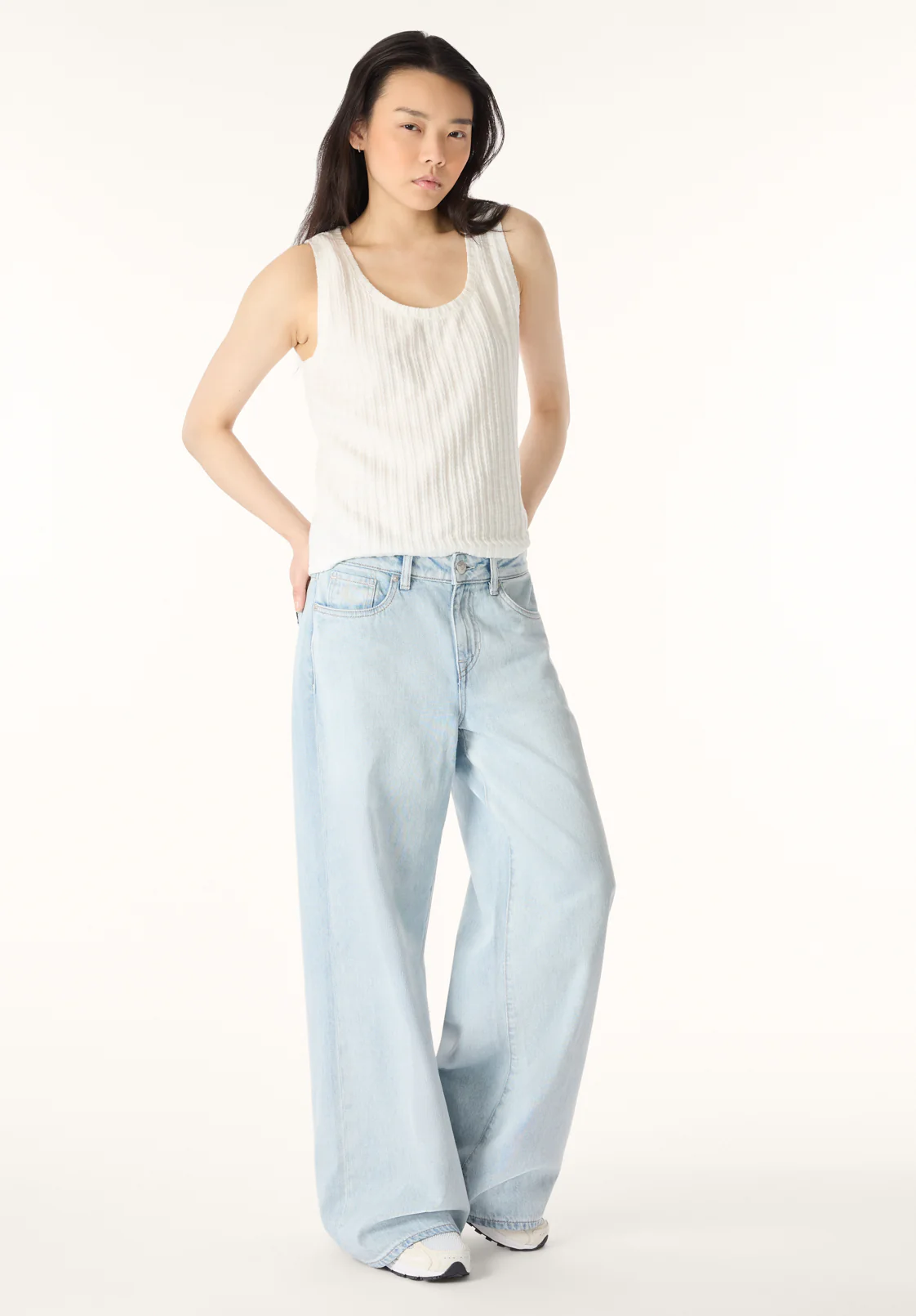 Thurryn Women's Textured Rib Knit Tank Top, Blanc - KT0192P - Image 2