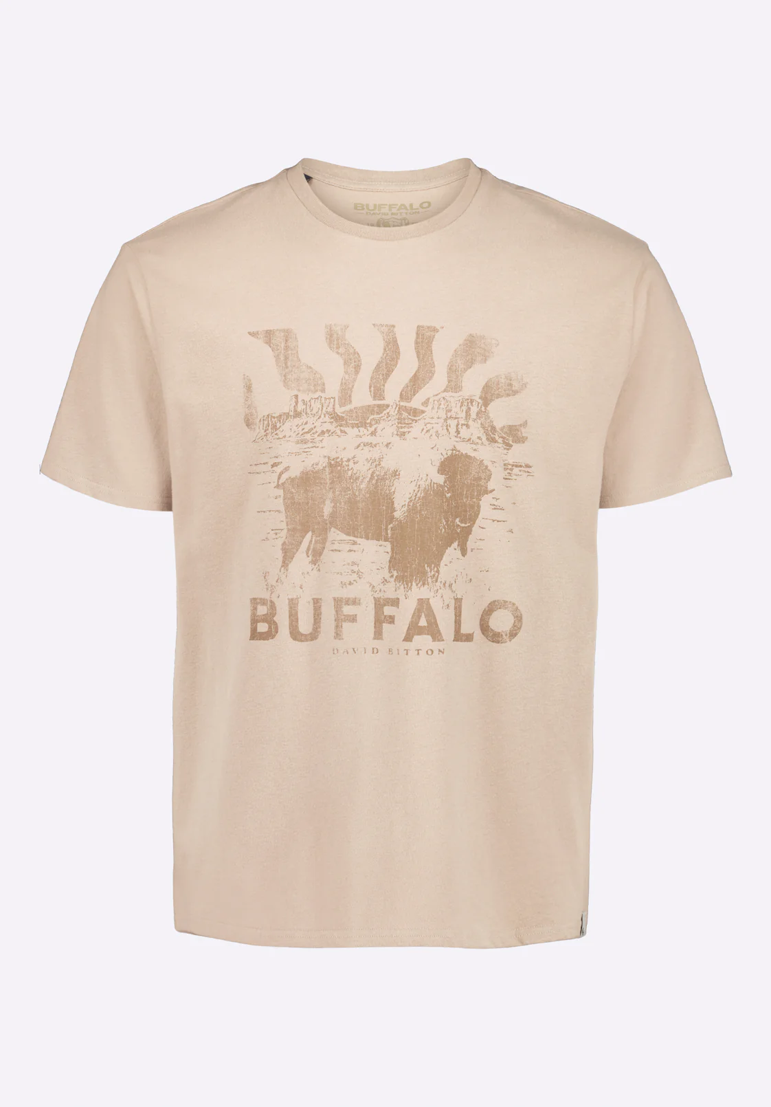 Tison Men's Graphic T-Shirt with Buffalo Print, Tuffet Beige - BM24645 - Image 6