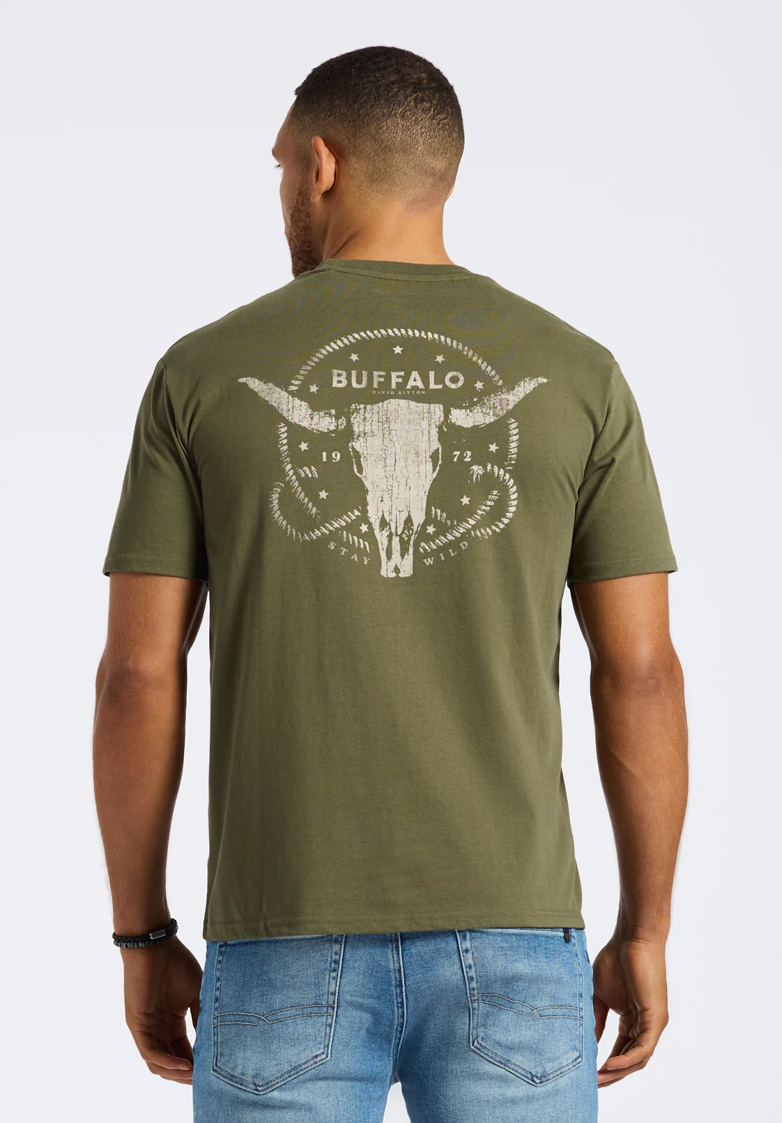 Toftlund Men's Graphic T-Shirt with Bull Skull Print, Fern  - BM24635 - Image 3