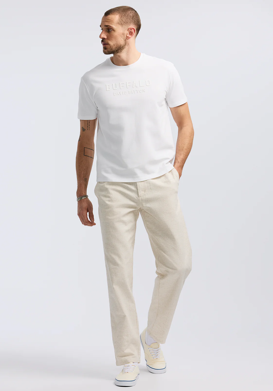 Tomba Men's Graphic T-Shirt with Raised Logo Print, White - BM24728 - Image 4