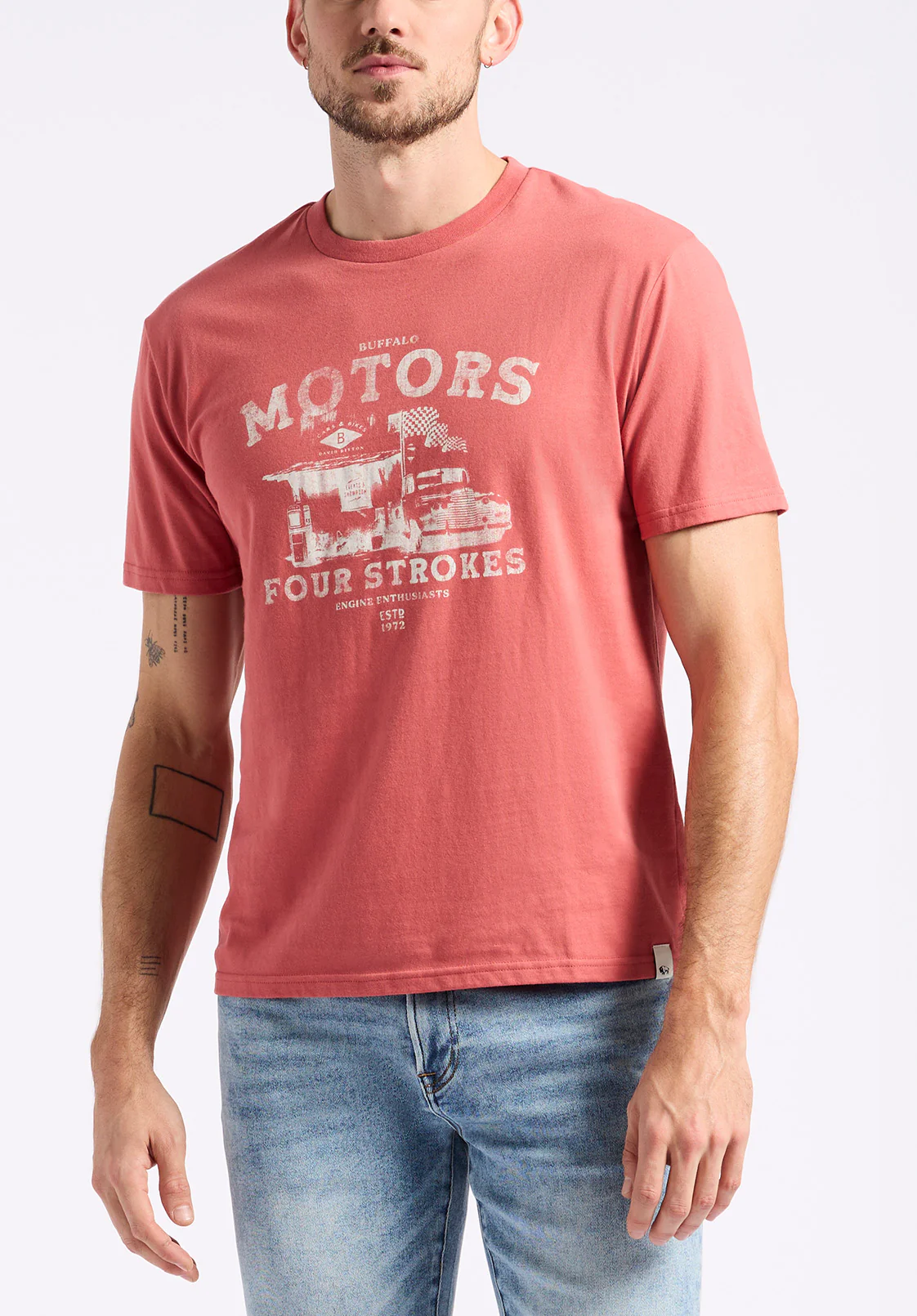 Trokes Men's Graphic T-Shirt with Motors Print, Mineral Red - BM24638 - Image 2