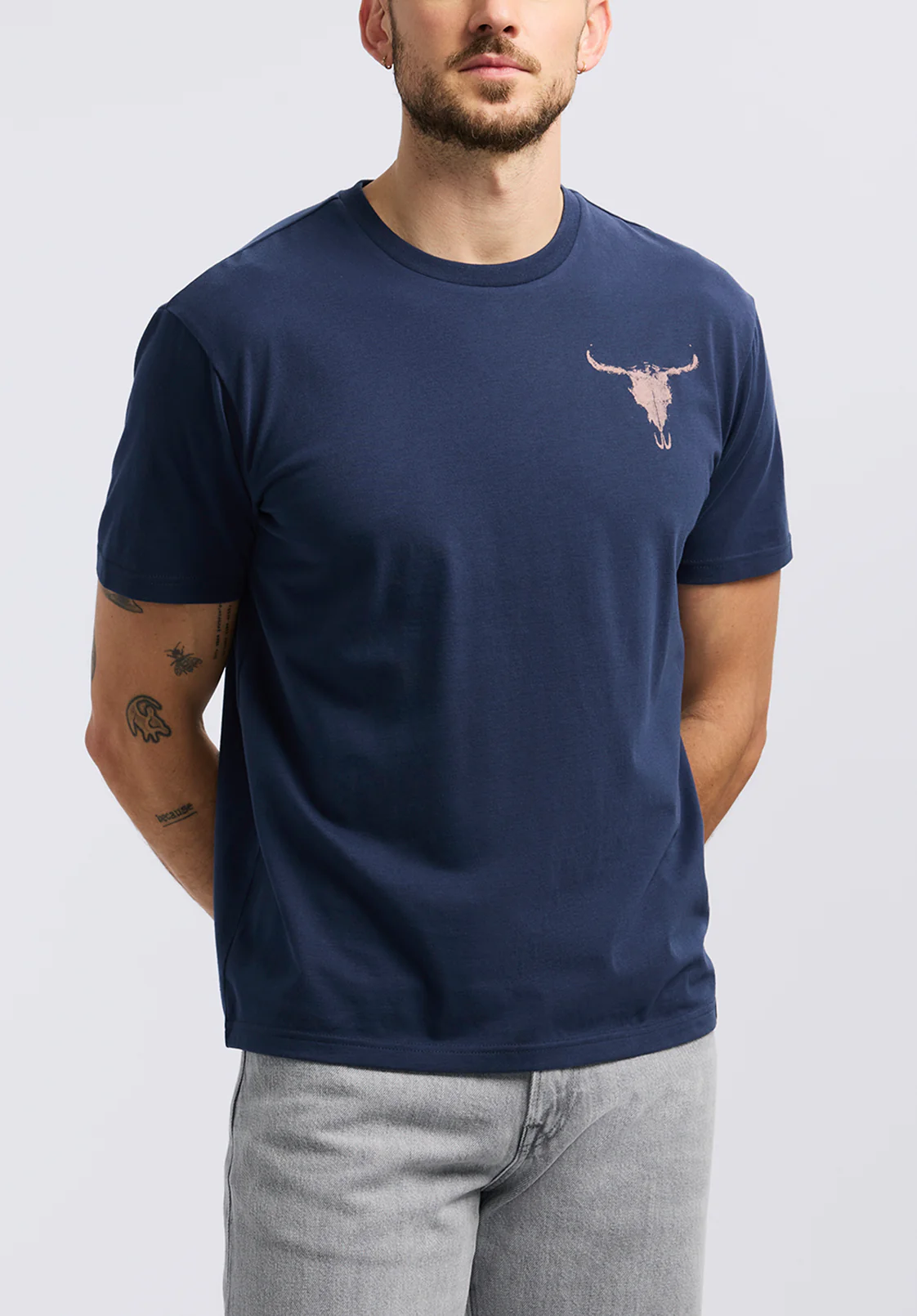 Tundla Men's Graphic T-Shirt with Buffalo Skull Print, Whale - BM24658 - Image 2