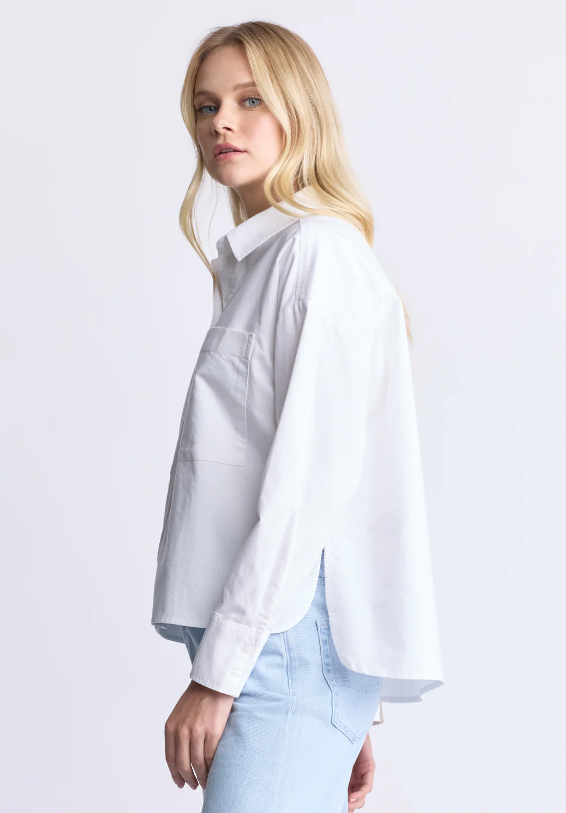 Twyla Women's Boxy Button-Up Shirt, White - WT0170H - Image 2