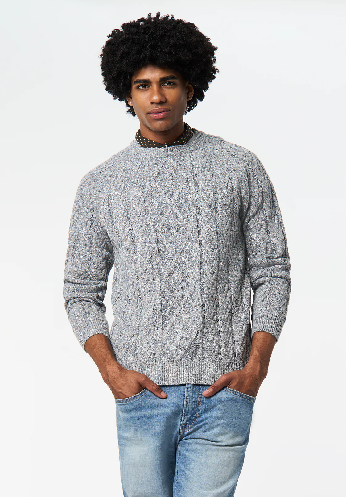 Walder Men's Relaxed Cable Knit Sweater, Charlie - BM24771