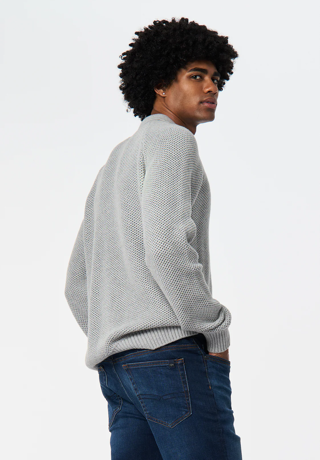 Warren Men's Long-Sleeve Relaxed Sweater Polo, Heather Grey - BM24699 - Image 3