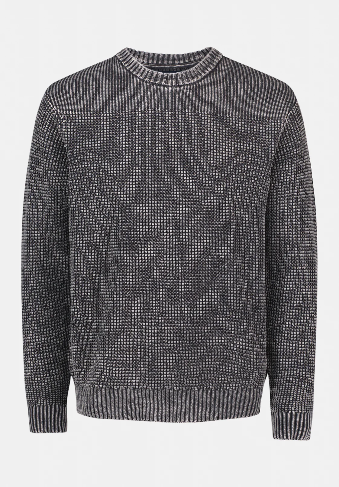Washy Men's Textured Knit Crewneck Sweater, Black - BM24698 - Image 5