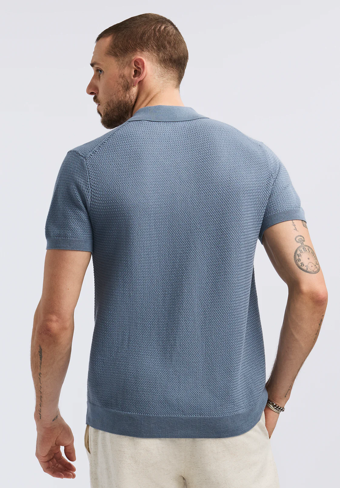 Wasko Men's Short-Sleeve Button-Up Sweater Polo, Mirage - BM24621 - Image 3