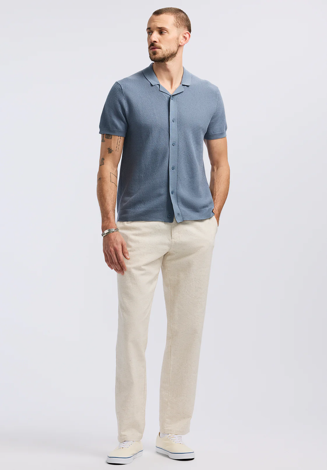 Wasko Men's Short-Sleeve Button-Up Sweater Polo, Mirage - BM24621 - Image 4