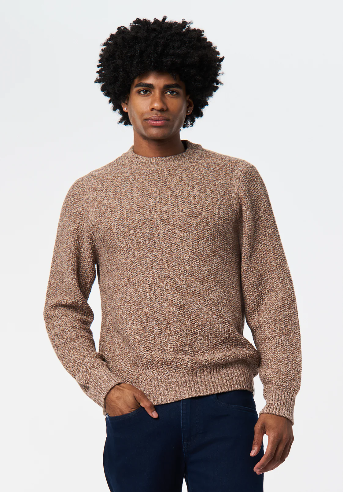 Waylon Men's Crew Neck Sweater, Woodsmoke - BM24680