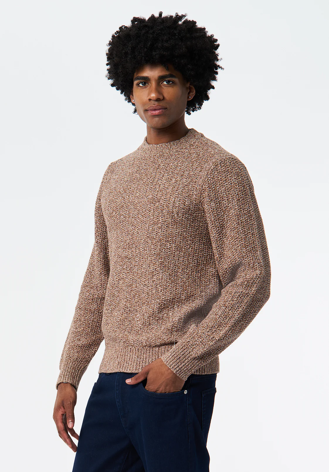 Waylon Men's Crew Neck Sweater, Woodsmoke - BM24680 - Image 2