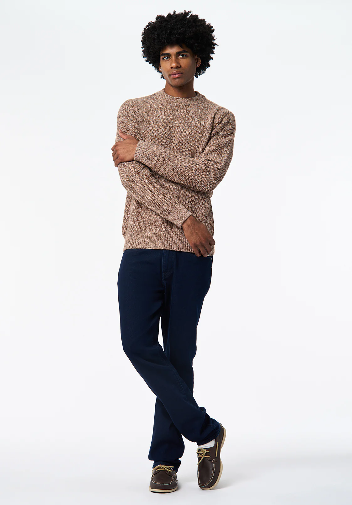 Waylon Men's Crew Neck Sweater, Woodsmoke - BM24680 - Image 4