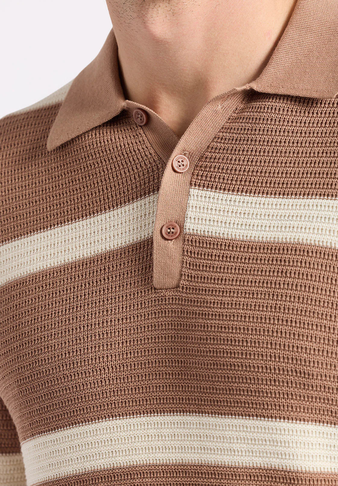 Winder Men's Short-Sleeve Striped Sweater Polo, Woodsmoke Brown - BM24549 - Image 6