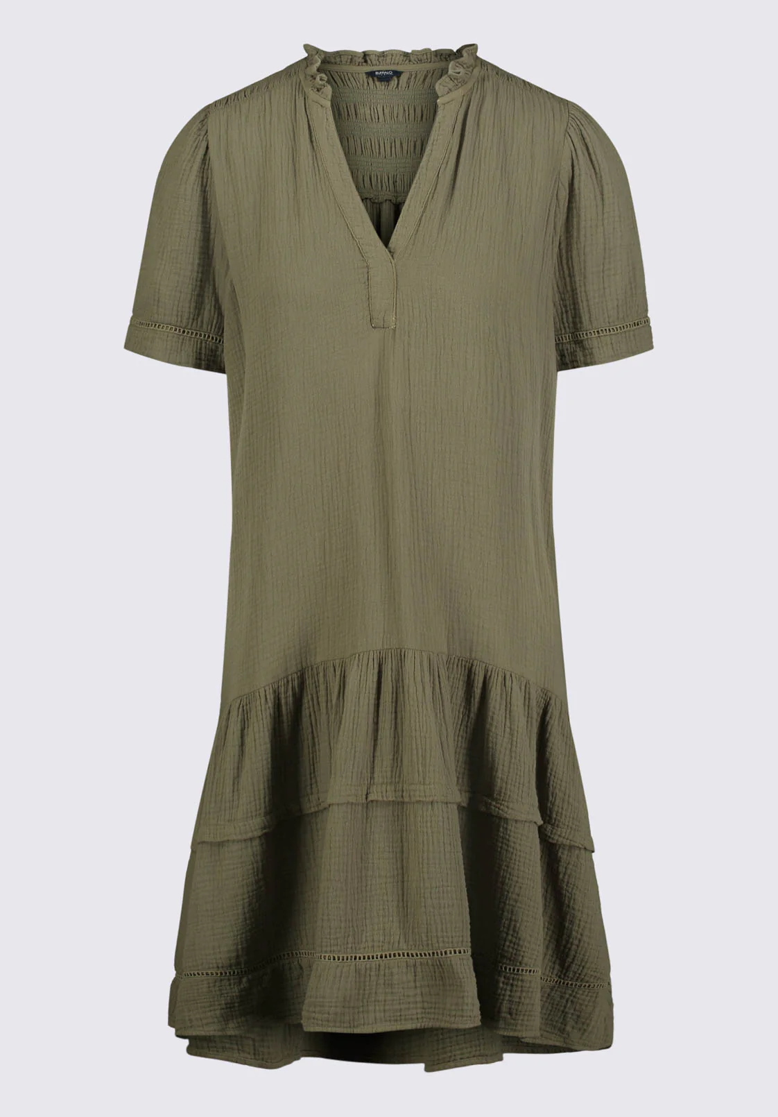 Zinnia Women's Ruffled Dress in Olive Green - WD0033P - Image 6