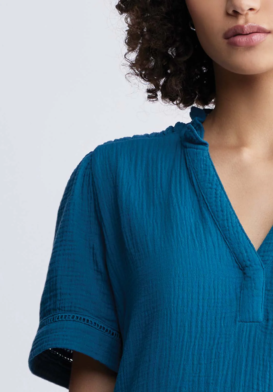 Zinnia Women's Ruffled Dress in Teal Blue - WD0033P - Image 5